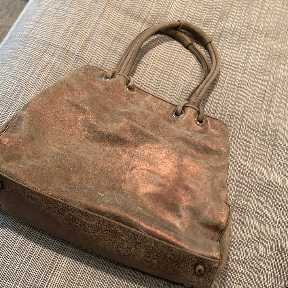Copper metallic suede bag